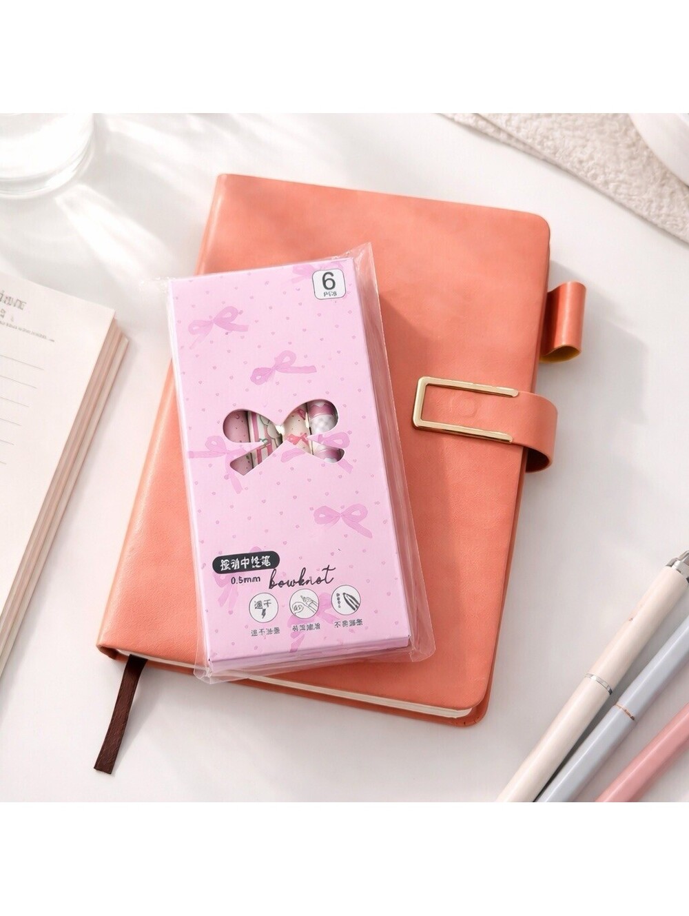 A5 Pink Hardcover Journal Planner Gift Set Notebook with 6 Gel Pens New